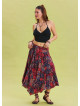 Red Casual Skirt with Gipe Detail and Tied Waist 4504